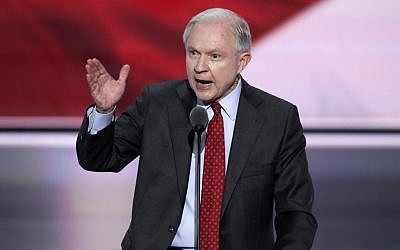 Alabama Sen. Jeff Sessions nominates Donald Trump as the Republican candidate for President during the second day of the Republican National Convention in Cleveland, Tuesday, July 19, 2016. (J. Scott Applewhite/AP)