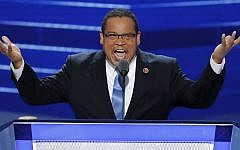 Rep. Keith Ellison, D-Minnesota, speaks during the first day of the 2016 Democratic National Convention in Philadelphia on July 25, 2016. (AP Photo/J. Scott Applewhite)