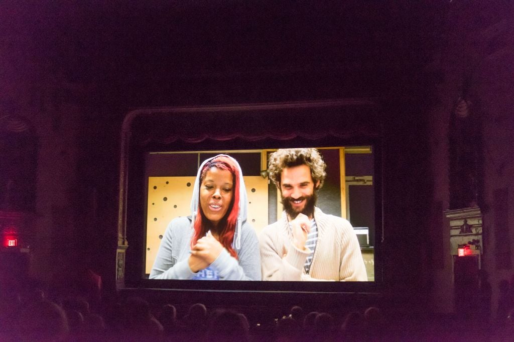 The screening of 'Presenting Princess Shaw' inside the Music Box Theatre. (Ronit Bezalel/Times of Israel) The screening of 'Presenting Princess Shaw' inside the Music Box Theatre. (Ronit Bezalel/Times of Israel)