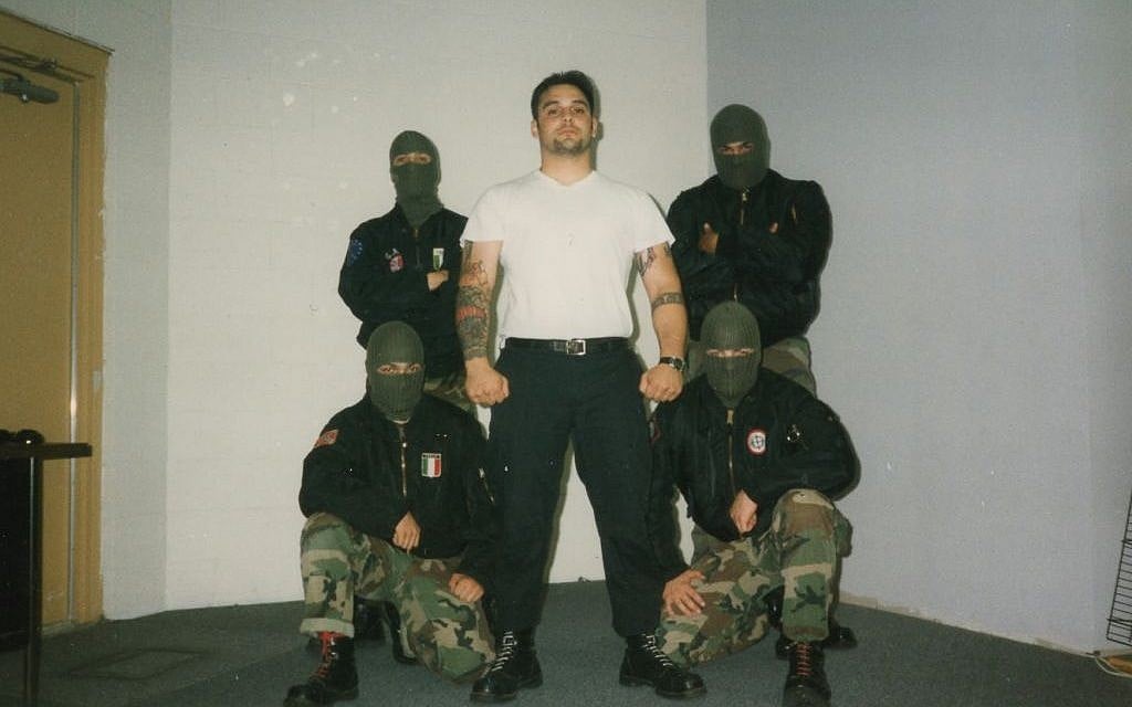 Christian Picciolini and his band Final Solution in masks in the early 1990s. (Courtesy) Christian Picciolini and his band Final Solution in masks in the early 1990s. (Courtesy)