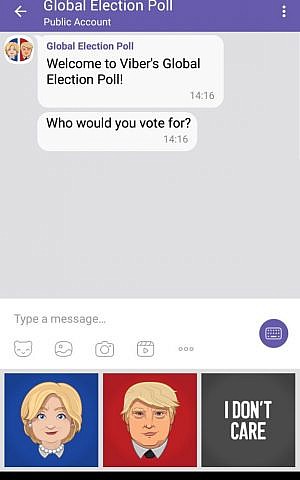 Viber's global election poll will take stock of international attitudes on Hillary Clinton and Donald Trump by messaging the company's 800 million users. (Courtesy)