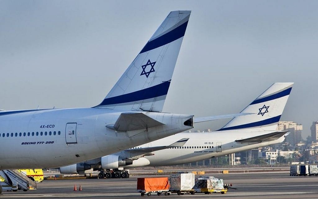 El Al airplanes on the tarmac at the Ben Gurion International Airport on August 14, 2012. (Moshe Shai/Flash90) El Al airplanes on the tarmac at the Ben Gurion International Airport on August 14, 2012. (Moshe Shai/Flash90)