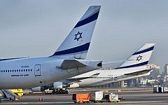 El Al airplanes on the tarmac at the Ben Gurion International Airport on August 14, 2012. (Moshe Shai/Flash90)