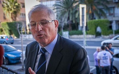 David Shimron seen at a Likud press conference in Tel Aviv on February 01, 2015. (Flash90)