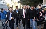 David Shimron, Prime Minister Benjamin Netanyahu's personal lawyer, arriving at a Likud press conference in Tel Aviv, February 1, 2015. (Flash90)