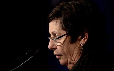 Miriam Naor, President of the Supreme Court speaks during the ceremony for opening a new year of justice in Tel Aviv, on August 30, 2016. (Tomer Neuberg/Flash90) Miriam Naor, President of the Supreme Court speaks during the ceremony for opening a new year of justice in Tel Aviv, on August 30, 2016. (Tomer Neuberg/Flash90)