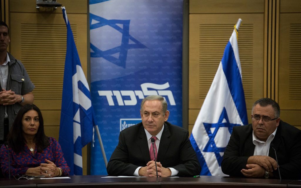 Prime Minister Benjamin Netanyahu seen during a Likud party faction meeting at the Knesset on November 14, 2016. (Hadas Parush/Flash90)