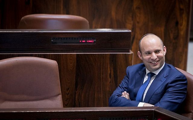Education Minister Naftali Bennett during a plenum session in the Knesset, November 16, 2016. (Yonatan Sindel/Flash90) Education Minister Naftali Bennett during a plenum session in the Knesset, November 16, 2016. (Yonatan Sindel/Flash90)