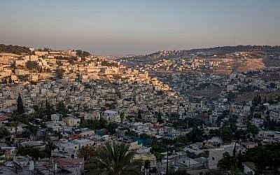 A view of East Jerusalem as the sun sets, August 8, 2016. (Zack Wajsgras/Flash90)