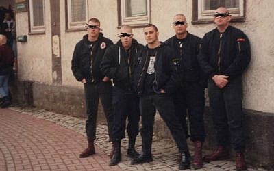 Christian Picciolini with his neo-Nazi hate rock group Final Solution in Weimar, Germany, 1992. (Courtesy)