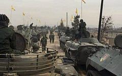 Hezbollah parading its military equipment in Qusayr, Syria, November 2016. (Twitter)