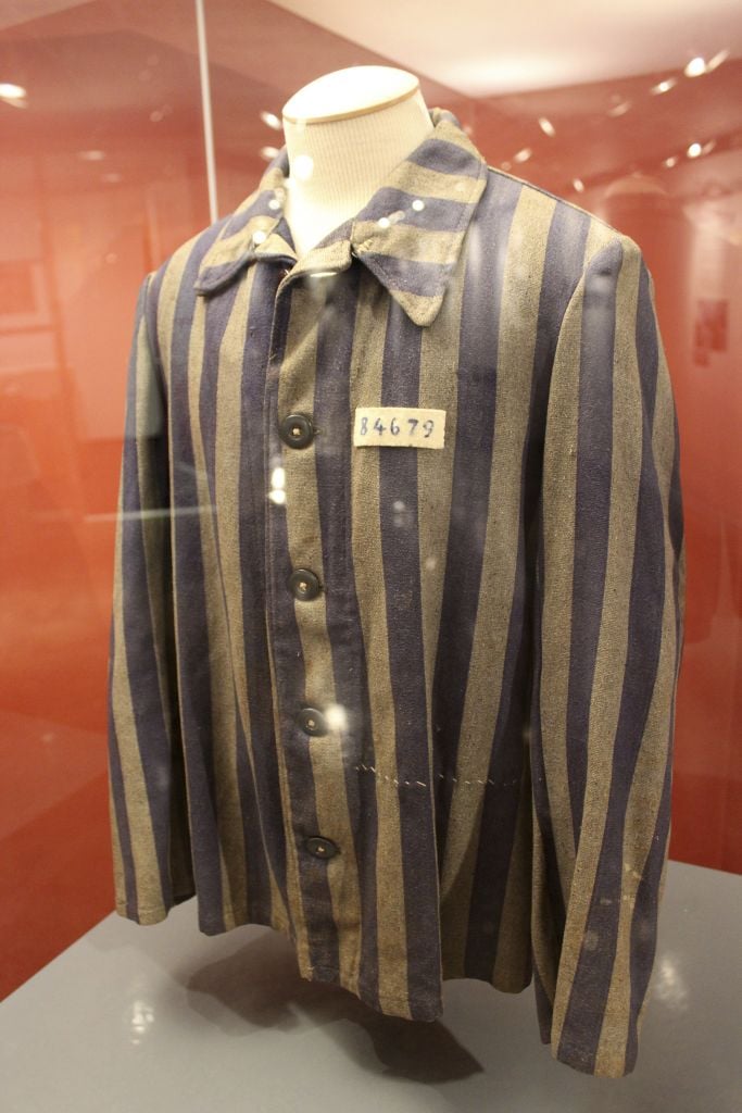 This Tuesday, Nov. 15, 2016, shows a jacket once worn by a Holocaust survivor in the Queens borough of New York. (AP Photo/Frank Eltman) This Tuesday, Nov. 15, 2016, shows a jacket once worn by a Holocaust survivor in the Queens borough of New York. (AP Photo/Frank Eltman)