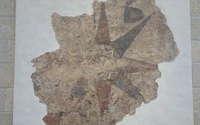 The Ghassulian Star on exhibit at the Israel Antiquities Authority's new headquarters on November 10, 2016. (Ilan Ben Zion/Times of Israel staff)