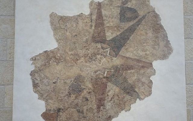 The Ghassulian Star on exhibit at the Israel Antiquities Authority's new headquarters on November 10, 2016. (Ilan Ben Zion/Times of Israel staff)