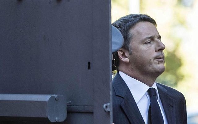 Italian Premier Matteo Renzi arrives to attend the opening ceremony of the academic year of the police training school in Rome, Wednesday, Nov. 9, 2016. (Massimo Percossi/ANSA via AP)