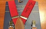 This pair of suspenders signed by Larry King will be auctioned on Dec. 1, 2016. (Courtesy of Rubenstein Communications)
