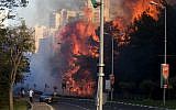 People run as wildfires rages in Haifa, Israel, Thursday, Nov. 24, 2016. (AP Photo/Ariel Schalit)