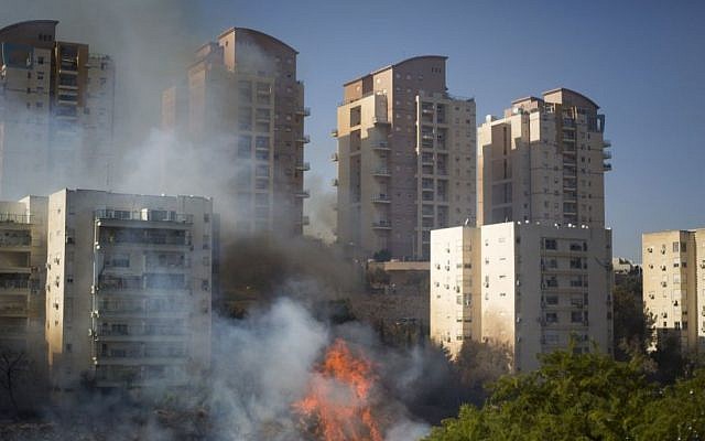 A fire burns in Haifa, Israel, Thursday, November 24, 2016. (AP Photo/Ariel Schalit)