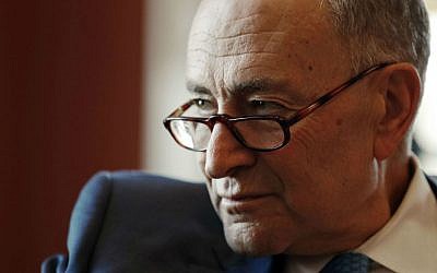 Senate Minority Leader-elect Chuck Schumer of New York in an interview with The Associated Press in his office on Capitol Hill in Washington, Friday, Nov. 18, 2016. (AP Photo/Alex Brandon)
