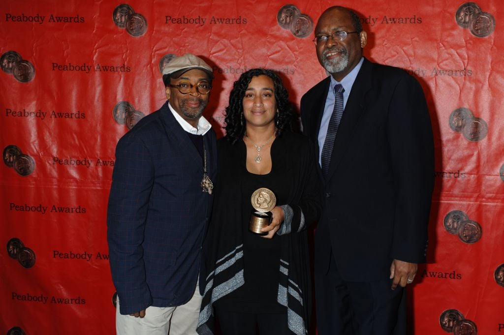 Spike Lee and Geeta Gandbhir with director Sam Pollard (right) at the Peabody Awards. (Anders Krusberg/Peabody Awards) Spike Lee and Geeta Gandbhir with director Sam Pollard (right) at the Peabody Awards. (Anders Krusberg/Peabody Awards)