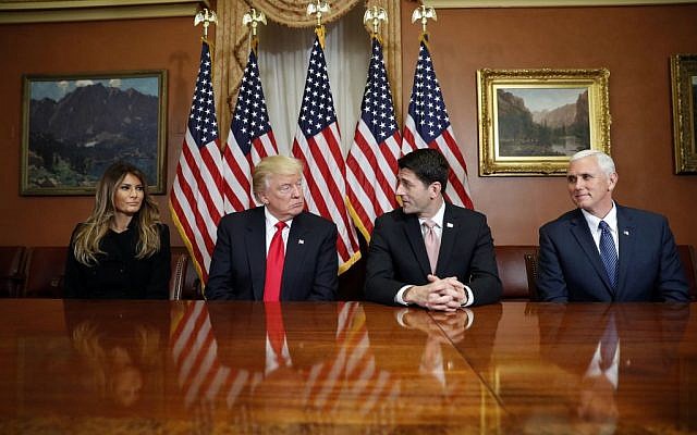 President-elect Donald Trump, his wife Melania and Vice president-elect Mike Pence, pose for photographers with House Speaker Paul Ryan of Wis. after a meeting in the Speaker's office on Capitol Hill in Washington, Thursday, Nov. 10, 2016. (AP Photo/Alex Brandon) President-elect Donald Trump, his wife Melania and Vice president-elect Mike Pence, pose for photographers with House Speaker Paul Ryan of Wis. after a meeting in the Speaker's office on Capitol Hill in Washington, Thursday, Nov. 10, 2016. (AP Photo/Alex Brandon)