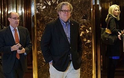 Stephen Bannon leaves Trump Tower in New York on November 11, 2016. (AP/Evan Vucci)