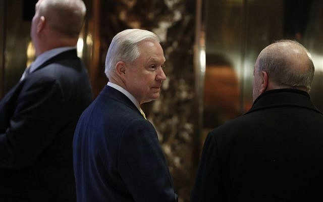 Sen. Jeff Sessions, R-Ala., waits for an elevator as he arrives at Trump Tower in New York, November 16, 2016. (AP/Carolyn Kaster) Sen. Jeff Sessions, R-Ala., waits for an elevator as he arrives at Trump Tower in New York, November 16, 2016. (AP/Carolyn Kaster)