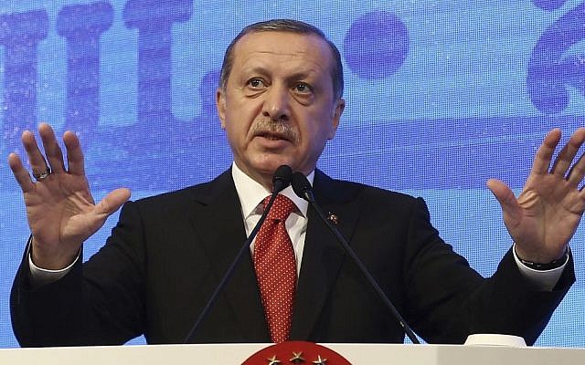 Turkey's President Recep Tayyip Erdogan addresses a NATO parliamentary assembly meeting in Istanbul, Monday, Nov. 21, 2016. (Kayhan Ozer, Presidential Press Service, Pool photo via AP)