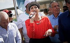MK Shuli Moalem-Refaeli from the Orthodox-nationalist Jewish Home party speaks in front of the Knesset. October 31, 2016. (Yonatan Sindel/Flash90)