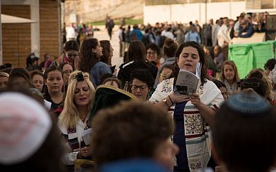 Women pray at the Western Wall, November 2, 2016. (Luke Tress/Times of Israel)