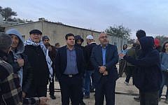 File: Members of the Arab Joint List at the Bedouin village of  Umm Al-Hiran on November 22, 2016. (Courtesy Joint List spokesperson)
