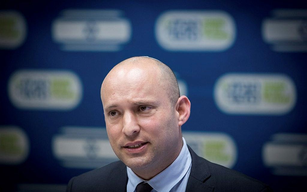 Jewish Home party chairman Naftali Bennett speaks during a party faction meeting at the Knesset, on November 7, 2016. (Miriam Alster/Flash90)