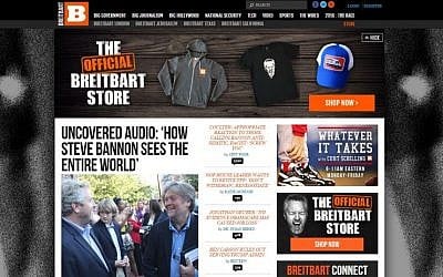 A screen capture of the Breitbart website on November 16, 2016.