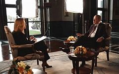 Turkish President Recep Tayyip Erdoğan interviewed by Israeli reporter Ilana Dayan, November 2016 (Screen capture: Channel 2)