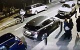 Screen capture of video showing yobs shooting a firework at a group of ultra-Orthodox Jewish girls in London, October 21, 2016. (YouTube/SWNS TV)