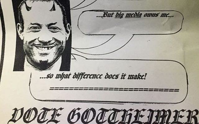 An anti-Semitic flyer circulating in New Jersey’s 5th district targets Jewish Democratic candidate Josh Gottheimer. An anti-Semitic flyer circulating in New Jersey’s 5th district targets Jewish Democratic candidate Josh Gottheimer.