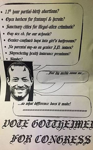 An anti-Semitic flyer circulating in New Jersey’s 5th district targets Jewish Democratic candidate Josh Gottheimer.
