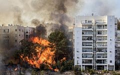 A picture taken on November 24, 2016 shows a fire raging in the northern Israeli port city of Haifa. (AFP PHOTO / Jack GUEZ)