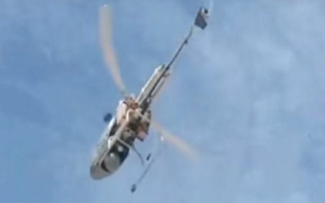 The Volcani Institute research helicopter, gifted by Agriculture Minister Uri Ariel to Russian Prime Minister Dmitri Medvedev on November 10, 2016, seen in action flying over agricultural fields. (YouTube screenshot) The Volcani Institute research helicopter, gifted by Agriculture Minister Uri Ariel to Russian Prime Minister Dmitri Medvedev on November 10, 2016, seen in action flying over agricultural fields. (YouTube screenshot)