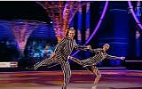 An image from Tatiana Navka and Andre Burkovsky's Holocaust-themed ice skating performance on the Russian reality competition show 'Ice Age,' November 26, 2016. (Screen shot, YouTube)