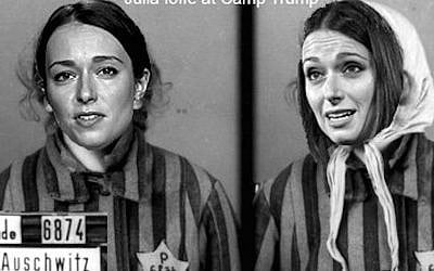 Jewish journalist Julia Ioffe received neo-Nazi death threats from Donald Trump supporters, including an image depicting her as a concentration camp inmate, after writing a profile of Melania Trump in GQ. (Screenshot from Twitter)