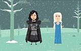 Yoni and Dani offer advice to Jerusalemites as winter approaches, in this homage to 'Game of Thrones' (screen capture: Facebook)