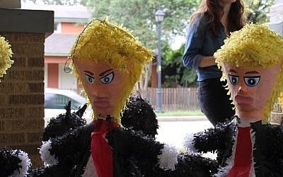Trump piñatas at Raquels Partyland in Austin, Texas, November 8, 2016. (Ricky Ben-David/Times of Israel)