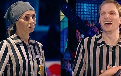 Former Olympic ice dancer Tatiana Navka performed with actor Andrei Burkovsky in a televised Holocaust-themed ice dance in Moscow, November 26, 2016. (Photo: YouTube Screen Capture)