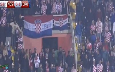 Croatia soccer fans celebrate their team's 6-0 victory over Kosovo, October 6, 2016 (Screen capture: YouTube)