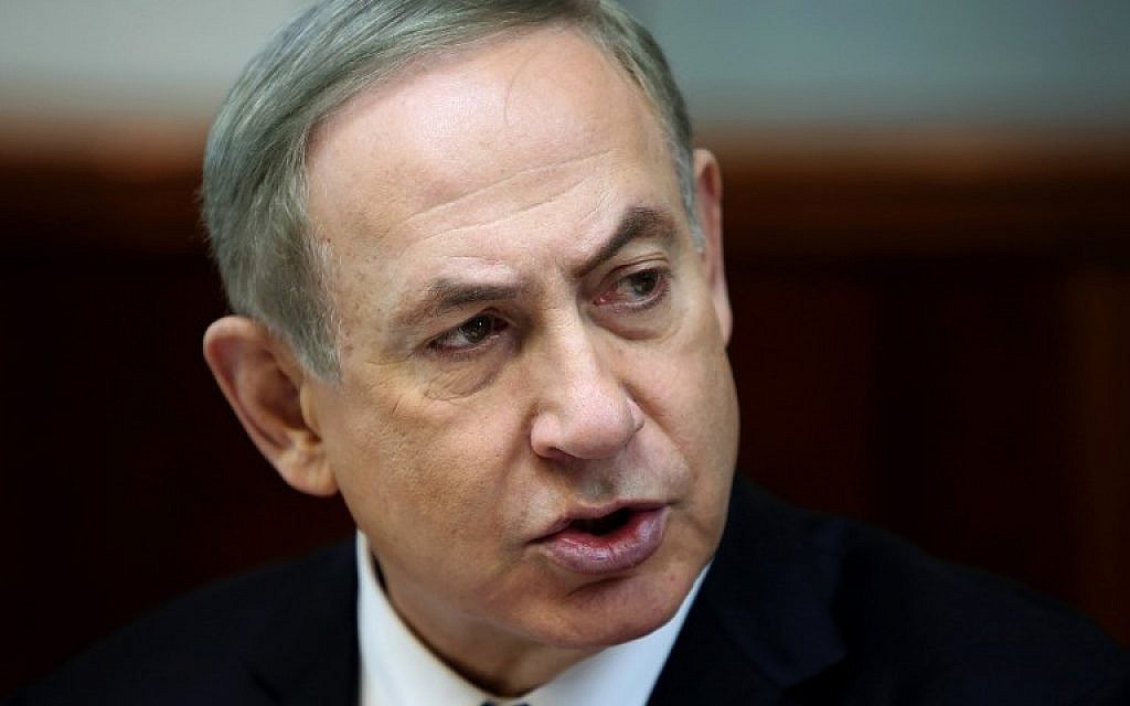 Prime Minister Benjamin Netanyahu opens the weekly cabinet meeting at his Jerusalem office on December 4, 2016 (AFP PHOTO / GALI TIBBON) Prime Minister Benjamin Netanyahu opens the weekly cabinet meeting at his Jerusalem office on December 4, 2016 (AFP PHOTO / GALI TIBBON)