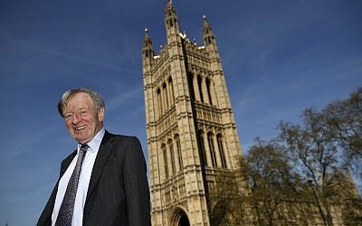 This file photo taken on May 4, 2016 shows Lord Alfred Dubs as he poses for a portrait outside The Palace of Westminster in central London. (AFP/Adrian Dennis)