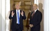 This file photo taken on November 20, 2016 shows US President-elect Donald Trump meeting with retired Marine Corps general John Kelly at the clubhouse of Trump National Golf Club in Bedminster, New Jersey. (AFP/Don Emmert)