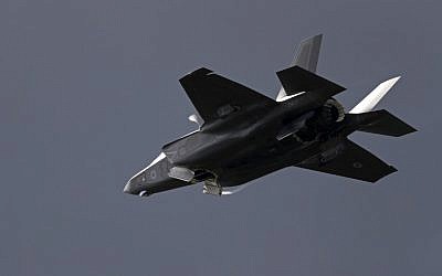 This file photo taken on July 12, 2016 shows the Lockheed Martin F-35 Lightning II taking part in a flying display at the Farnborough Airshow, south west of London. (AFP Photo/Adrian Dennis)