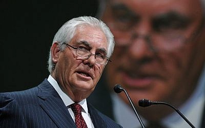 This file photo taken on June 02, 2015, shows Exxon Mobil Chairman and CEO Rex Tillerson addressing the World Gas Conference in Paris. (Eric Piermont/AFP)